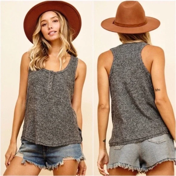 ❤️Ultra Soft Washed Ribbed Botton Front
Cute Summer Casual Tank Top - Picture 2 of 4